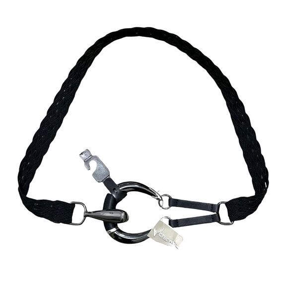 Chico's Minerva Ring High Hip Belt NWT Sz S Black Gray Stretch Refined Woven - Picture 1 of 5